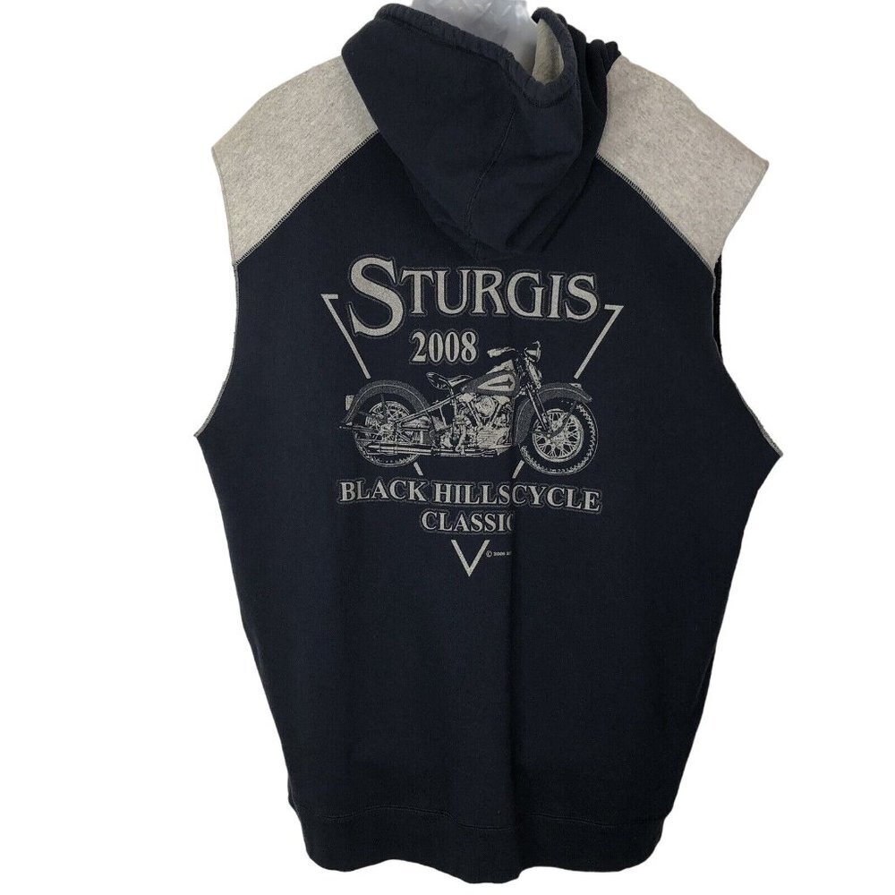 Sturgis Mens Sleeveless Hoodie Sweatshirt XL Blue Motorcycle Black Hills Classic